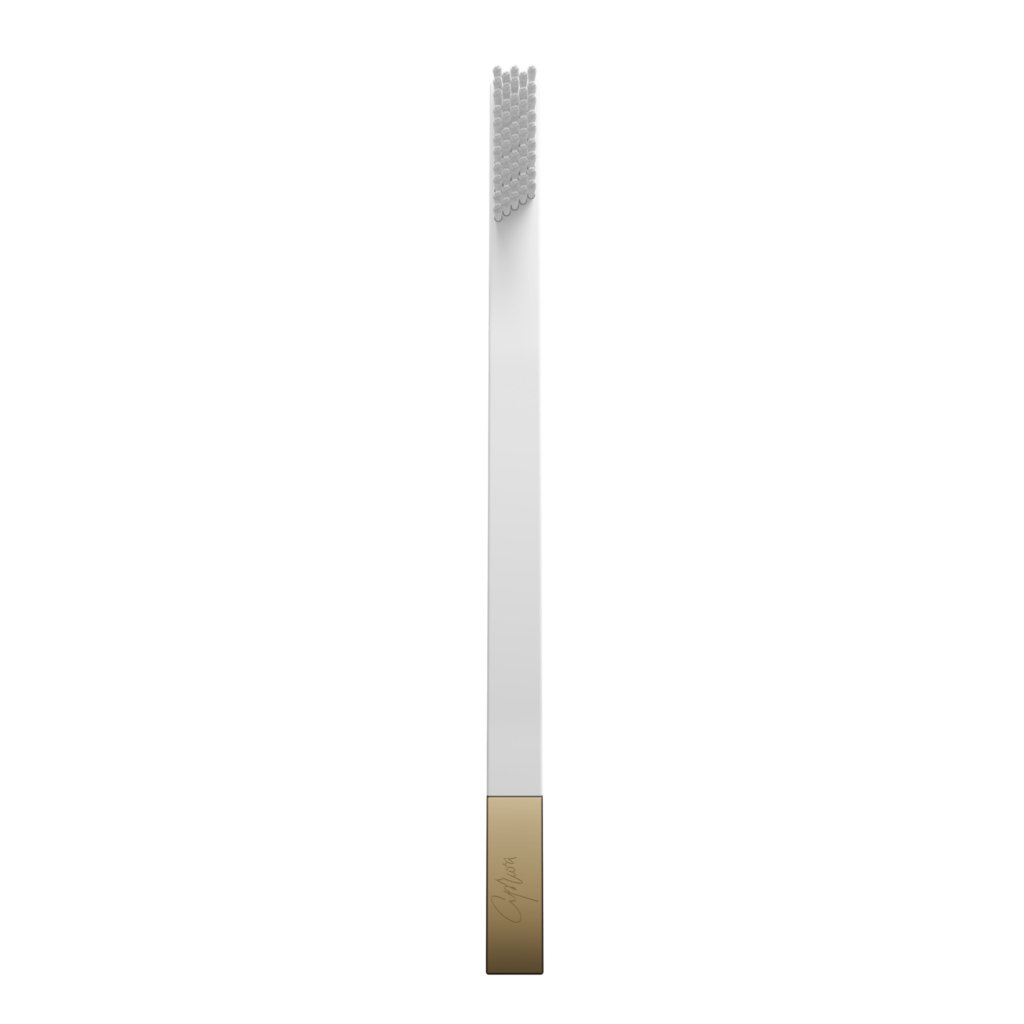 SLIM by Apriori white & gold disposable toothbrush