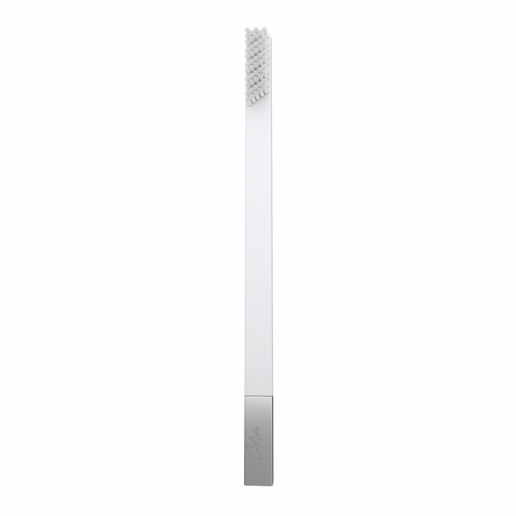 SLIM by Apriori white & silver disposable toothbrush