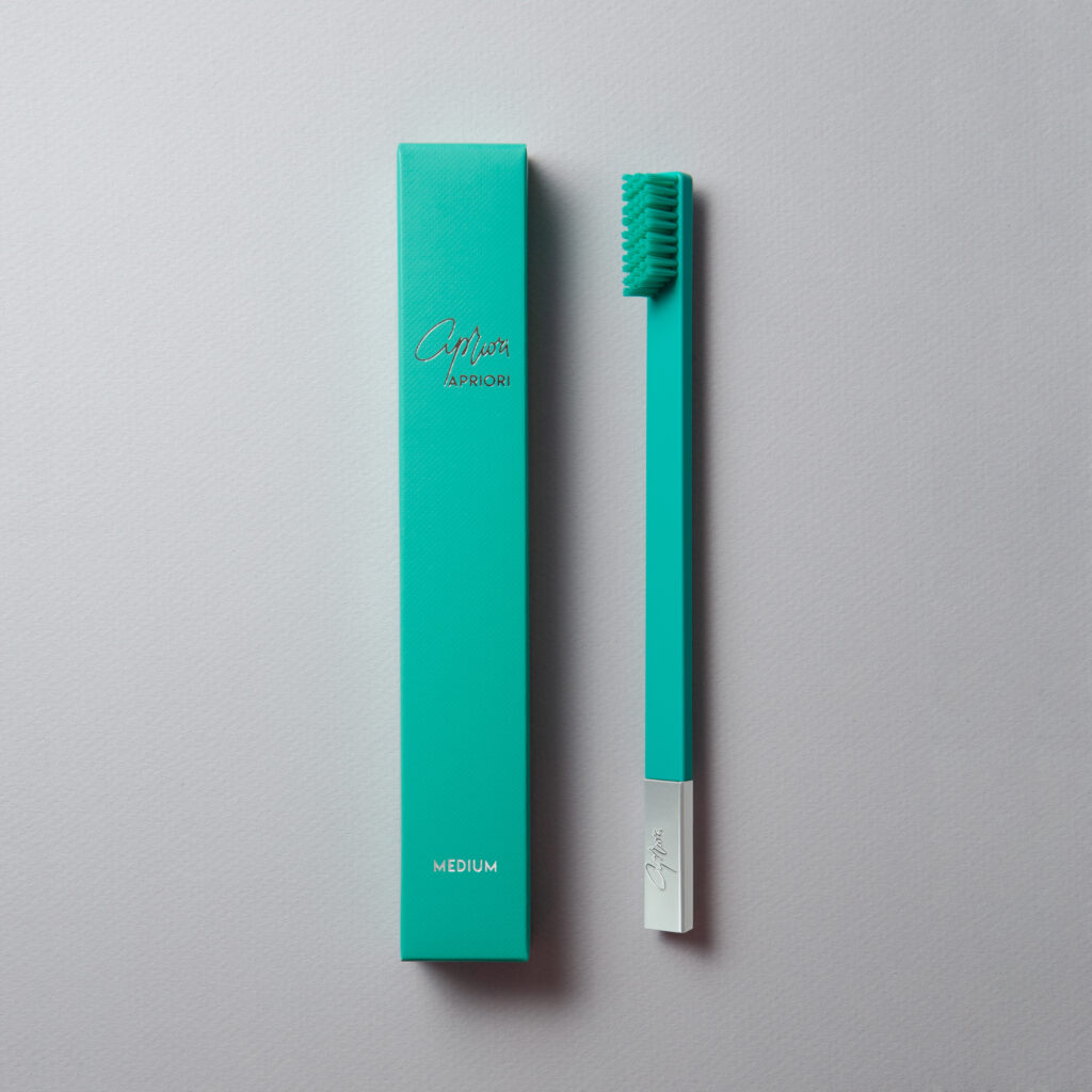 Turquoise Blue Silver designer toothbrush SLIM by Apriori