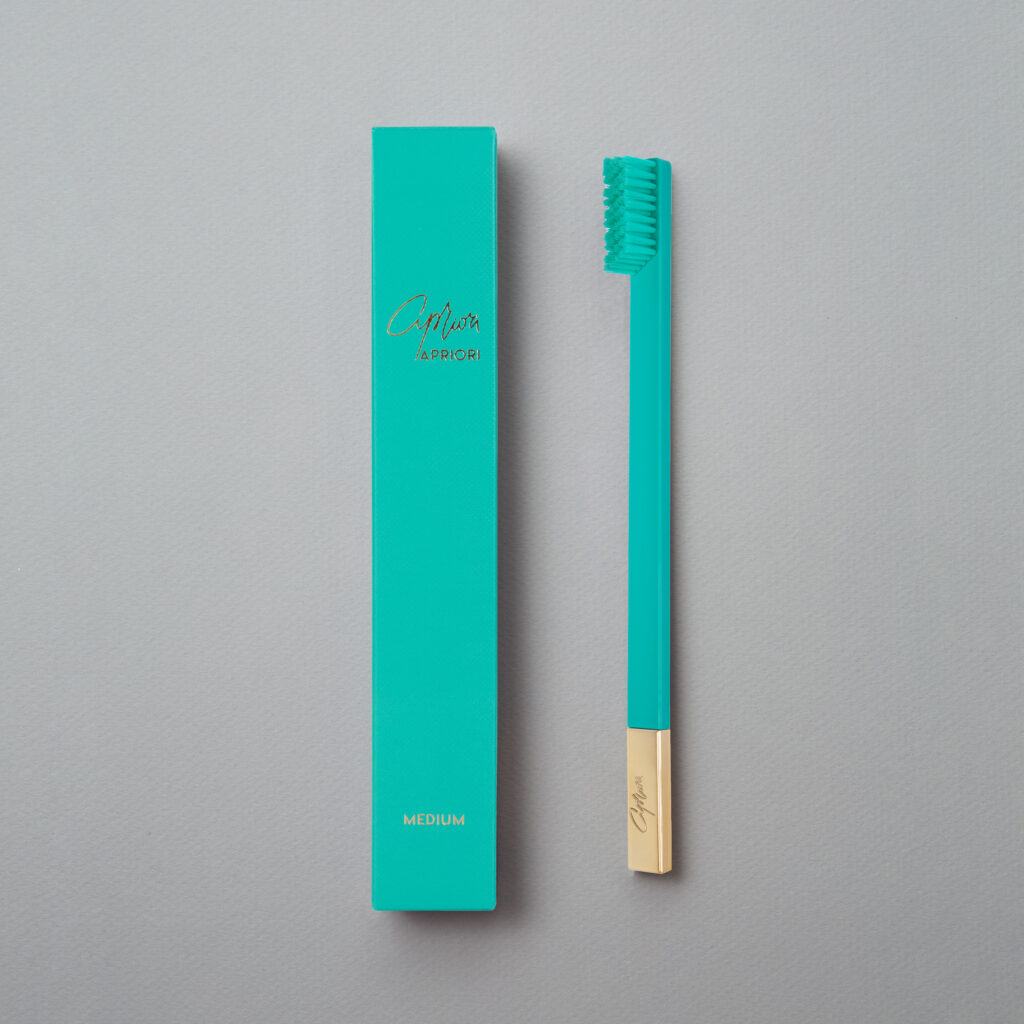 Turquoise Blue Gold designer toothbrush SLIM by Apriori